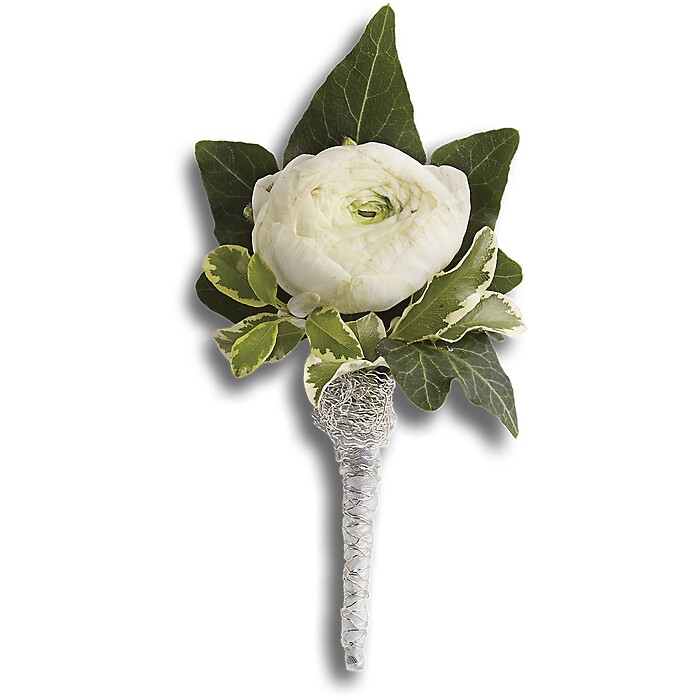 Blissful White Boutonniere Pick-up Only