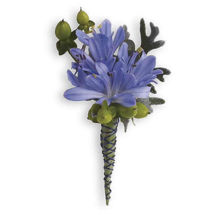 Bold and Blue Boutonniere Pick-up Only