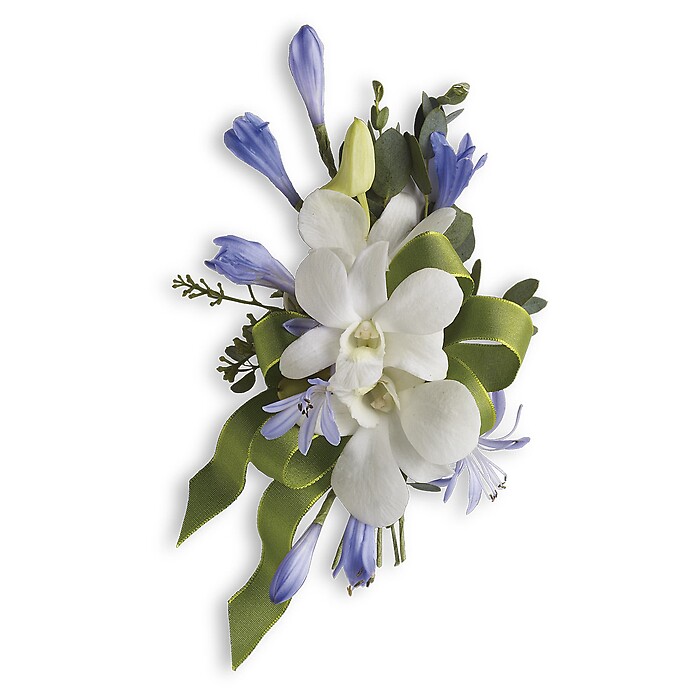 Blue and White Elegance Corsage Pick-up Only