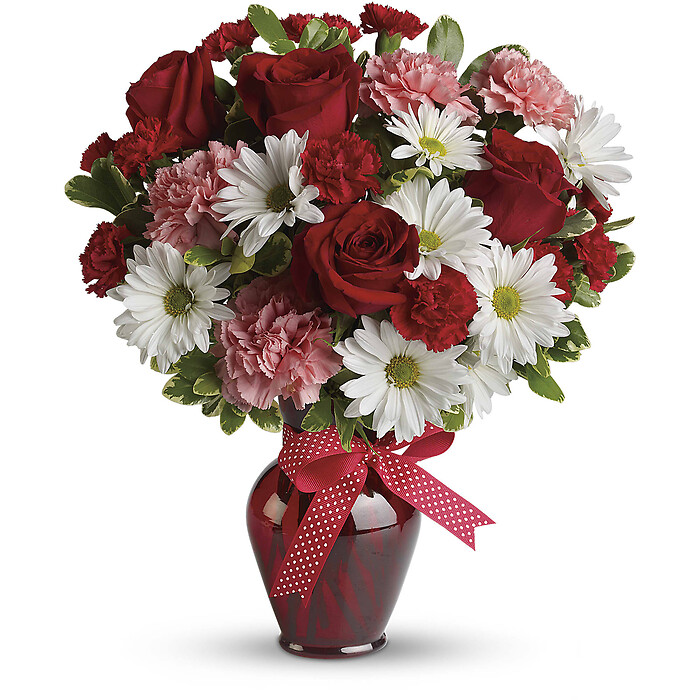 Hugs and Kisses Bouquet with Red Roses