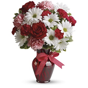 Hugs and Kisses Bouquet with Red Roses